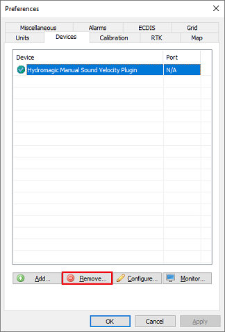 Unload the Hydromagic manual sound velocity plugin