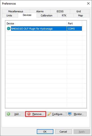 Unload the NMEA0183 Output plugin