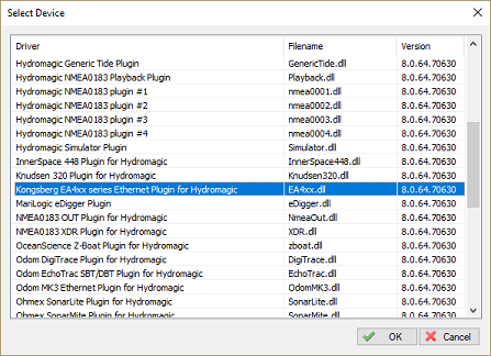 select the Kongsberg EA4xx Series plugin