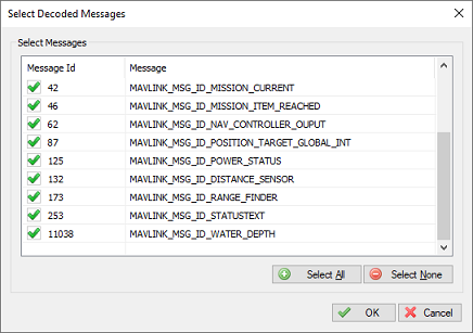 Select which MAVLink protocol messages are handled by the plugin