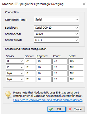 Configuration example for a Posital Fraba Tiltix dual axis sensor