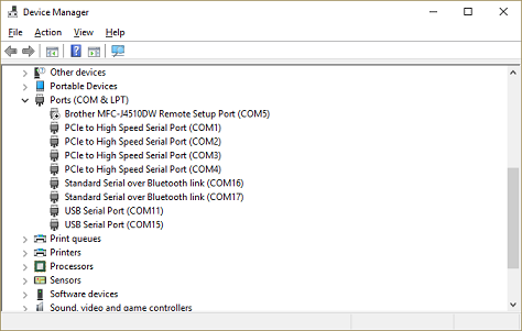 Getting available serial ports from the device manager