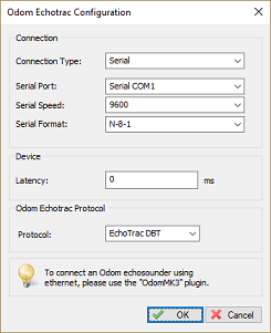 Configuring the Odom Echotrac plugin