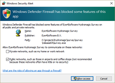 Allowing the Odom echo sounder data through the firewall