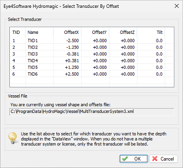 Select the transducer from the list.