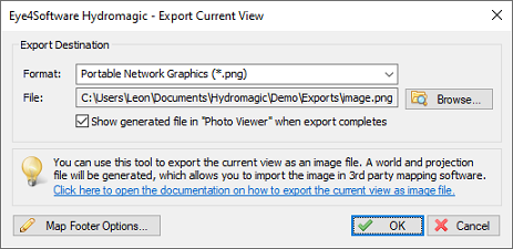 Export current map view as image file