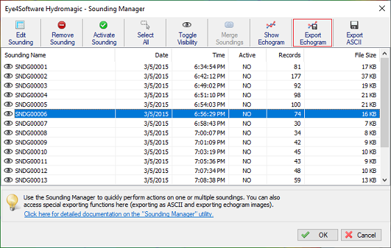 Click the export echogram button to continue