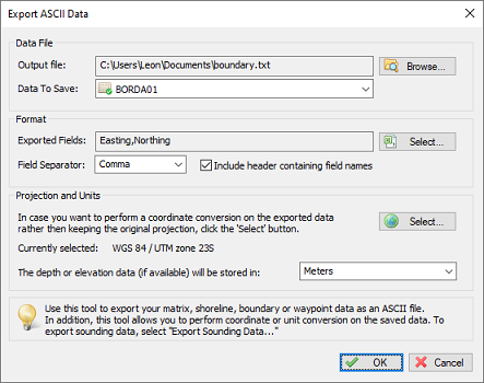 Export matrix data as ASCII using the export ASCII tool.