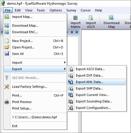 Export This Day To Kml Export To Google Earth Kml/Kmz Files - Eye4Software Hydromagic -  Hydrographic Survey Software