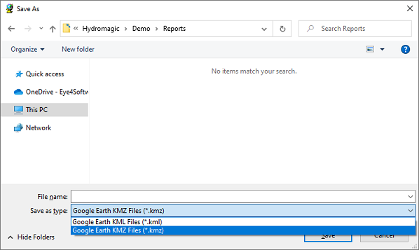 Google Earth export save as Dialog