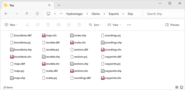 Multiple shape files will be written in the selected folder.