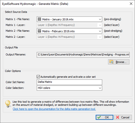 Before generating a delta matrix, you have to select the matrices to compare