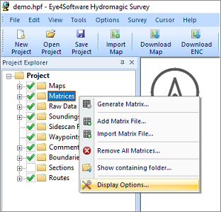 Right click the matrices folder and select the display options option.