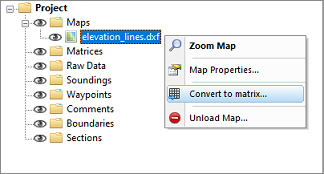 Select the convert to matrix option from the maps folder