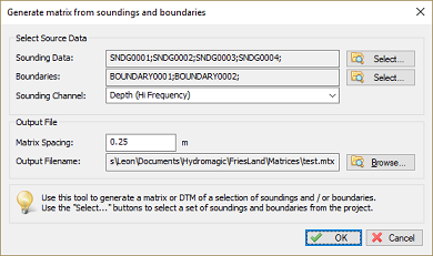 Use the Generate Matrix utility to generate a matrix by using a TIN algorithm