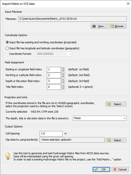 Use the Import XYZ Data tool to convert ASCII files into matrices