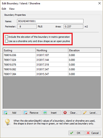 Modify shoreline settings