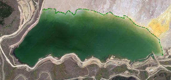 Shoreline data on top of background map