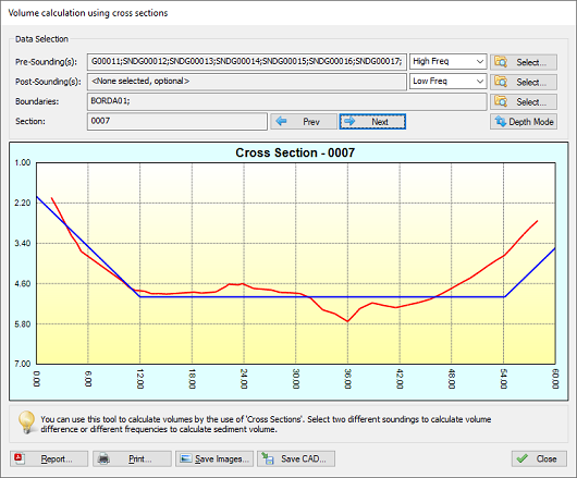 Volume Calculation using cross-sections