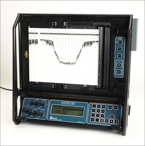 An echosounder capable of writing annotation marks to thermal paper