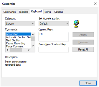 Use accelerator keys to quickly access event and annotation functions