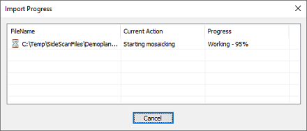 A progress window will show the progress of the importing process