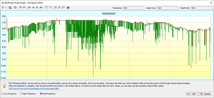 Spikes starting at the water surface are now removed thanks to the range filter 