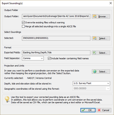 Export Soundings as ASCII file(s)