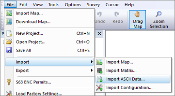 Open the ASCII import function