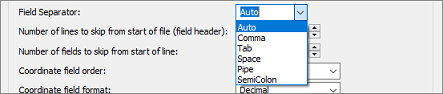 Select field separator for the file to be imported