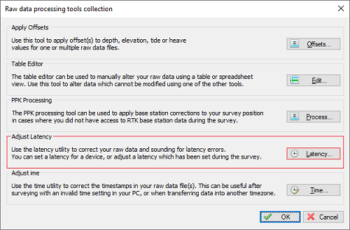 The latency adjustment tool can be found on the data correction page of the Sounding Wizard