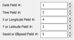 Set the field indexes according to the field assignment in the PPK correction file