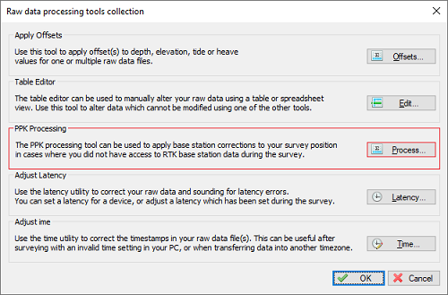 The PPK processing tool can be found in the tools collection of the Sounding Wizard