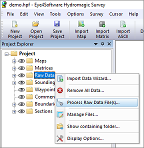 Select the Process Raw Data File(s)... option from the pop up menu