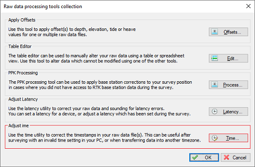 The time adjustment tool can be found on the data correction page of the Sounding Wizard