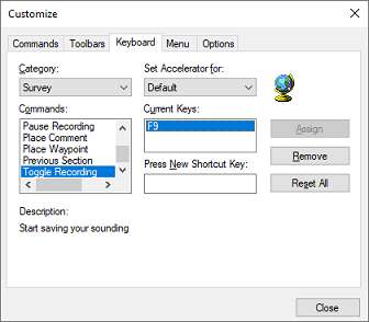 Customize accelerator keys in the Hydromagic software