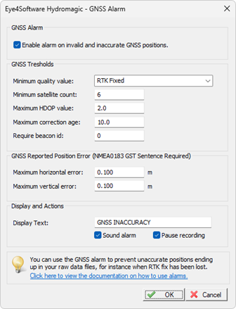 GNSS Alarm Preferences