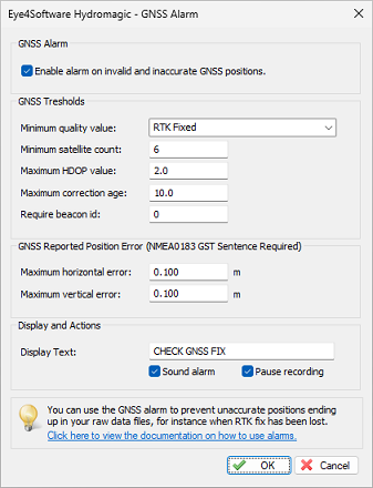 GNSS Alarm Preferences