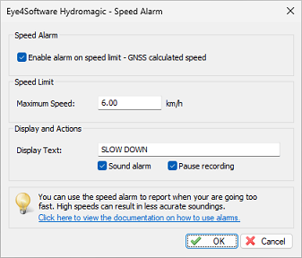 Speed Alarm Preferences