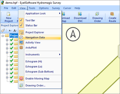 Show or hide the data window from the menu