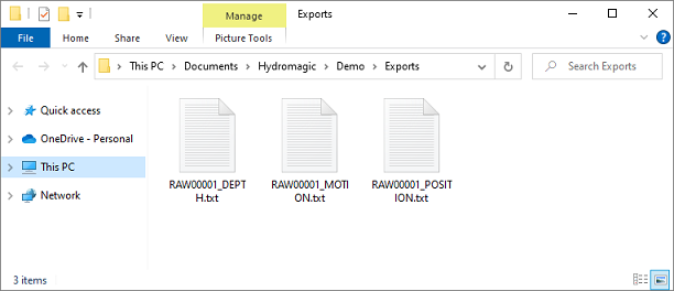 The exported CSV files will be written to the Export folder by default.
