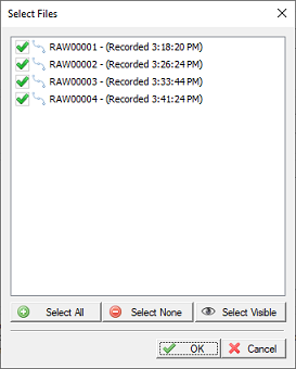 Select which raw data files will be included in the export.