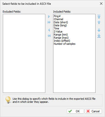 Select additional data fields to export along with the sample data.