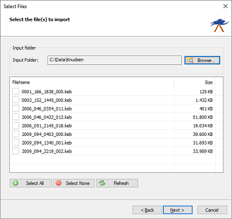 Select file(s) to import