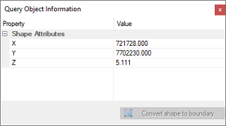 Select the Info option from the Cursor menu to use the mouse to query map information