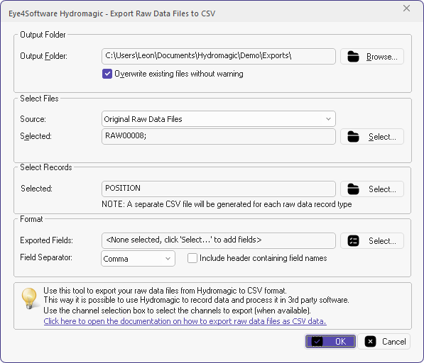 Raw data files can be exported as HYPACK raw data files.