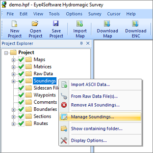 Right click the Sounding folder and select Manage Soundings...
