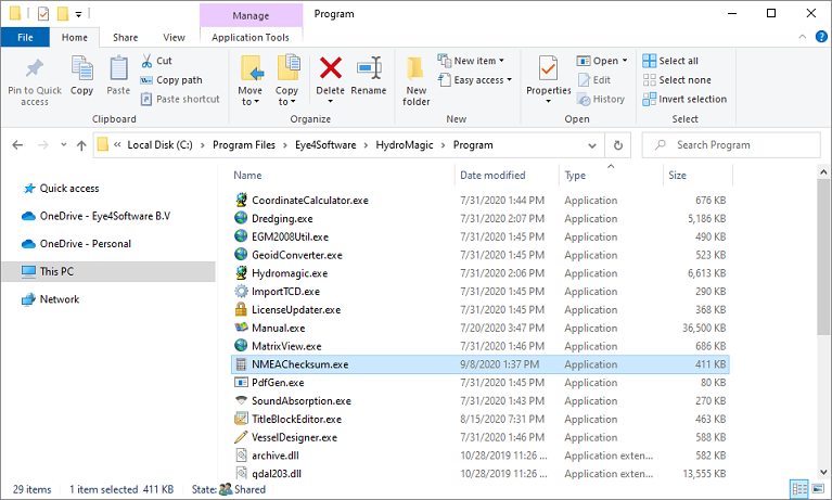 The NMEA0183 Checksum Calculator can be found in the Hydromagic installation folder