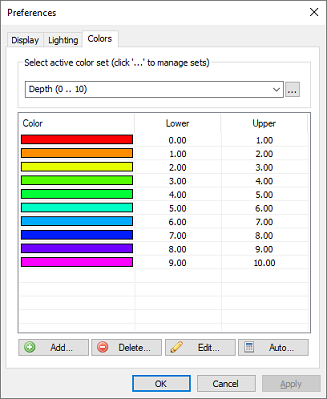 From the Colors tab, you can create, import or configure color sets.