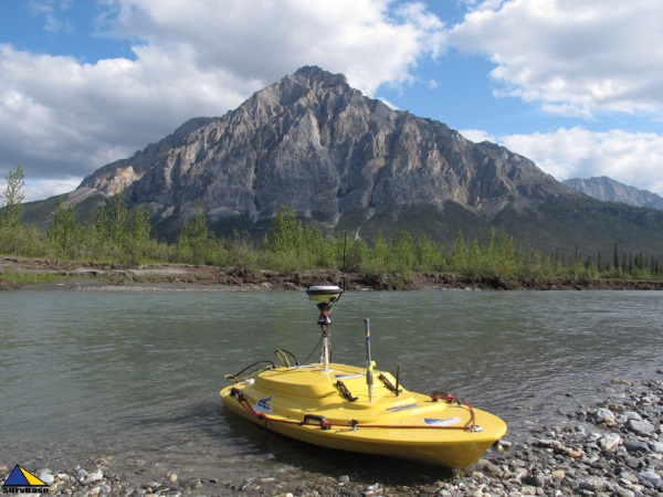 Z-Boat equiped with RTK and total station prism